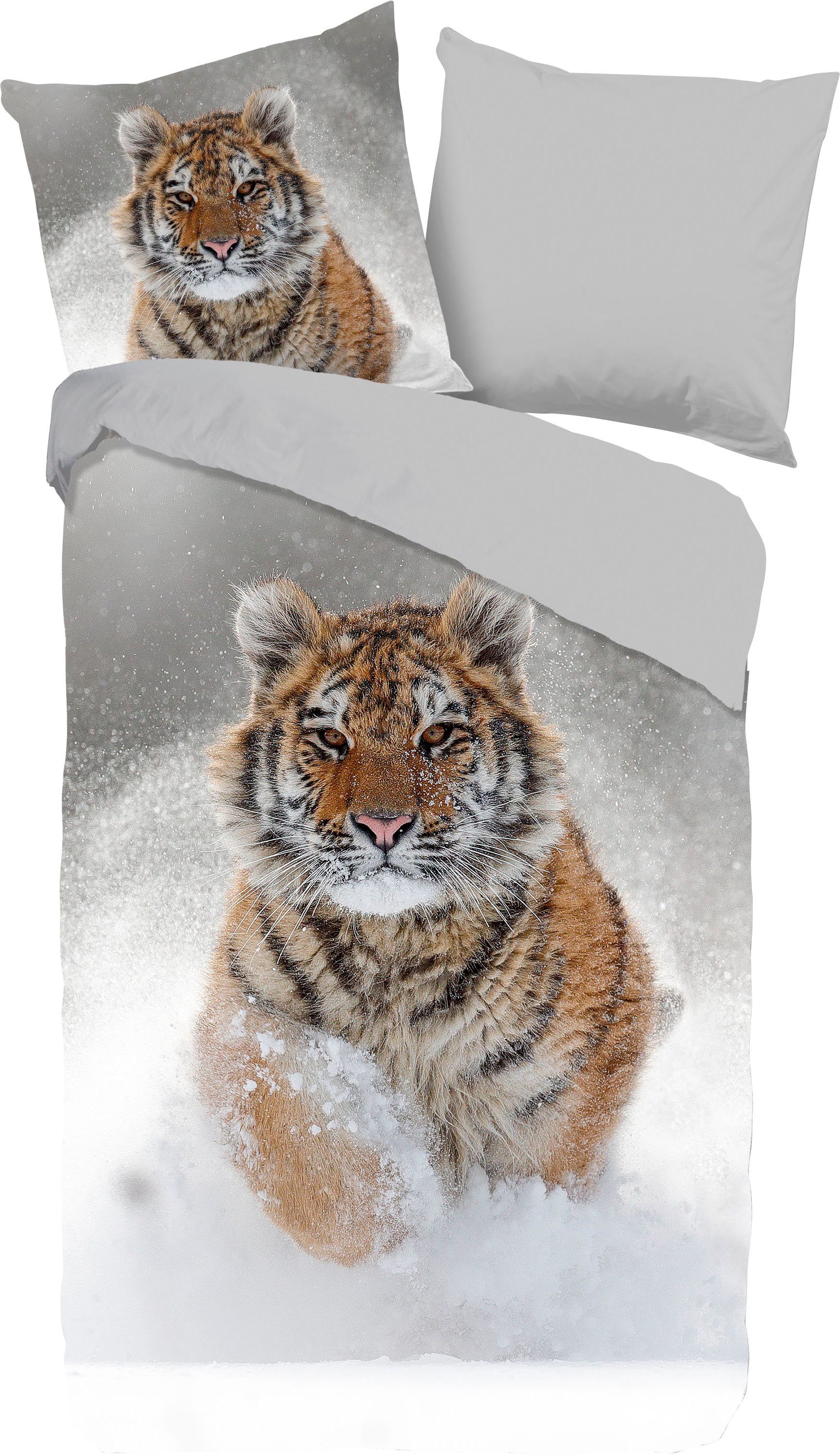 Wendebettwäsche Snow Tiger, good morning, Biber, 2 teilig, 100% Baumwolle/ Flanell (Biber)