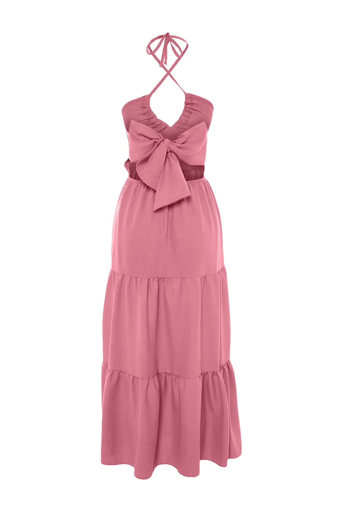Trendyol Collection  Lila gewebtes Maxikleid mit Volant am Rücken und detailliertem Volant TWOSS23EL00028
