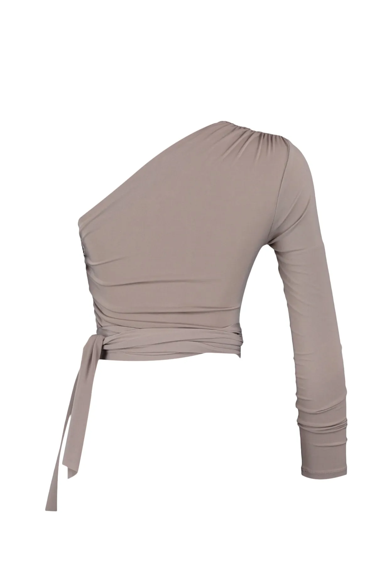 Trendyol Collection  Nerzfarbene, schmal geschnittene, detaillierte, einärmelige, bauchfreie, dehnbare Strickbluse TWOAW23BZ00094