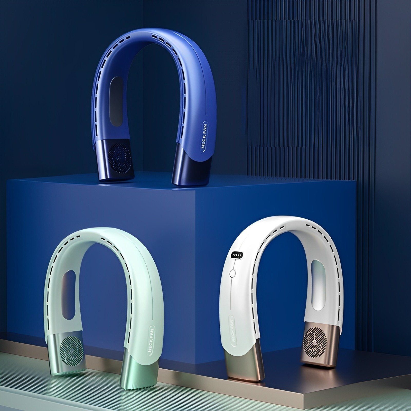 Suzakuin Mini USB-Ventilator Tragbarer Nackenventilator mit LCD-Display und TEC-Kühlsystem