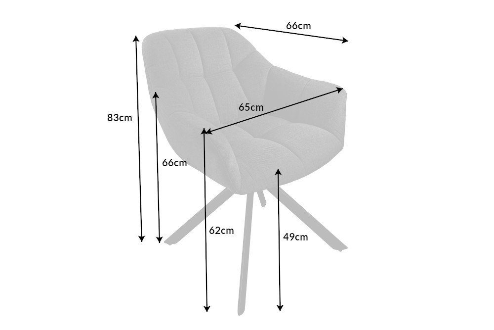 riess-ambiente Polsterstuhl PAPILLON anthrazit / schwarz (Einzelartikel, 1 St), Esszimmer · Stoff · Metall · Armlehne · drehbar · Modern Design