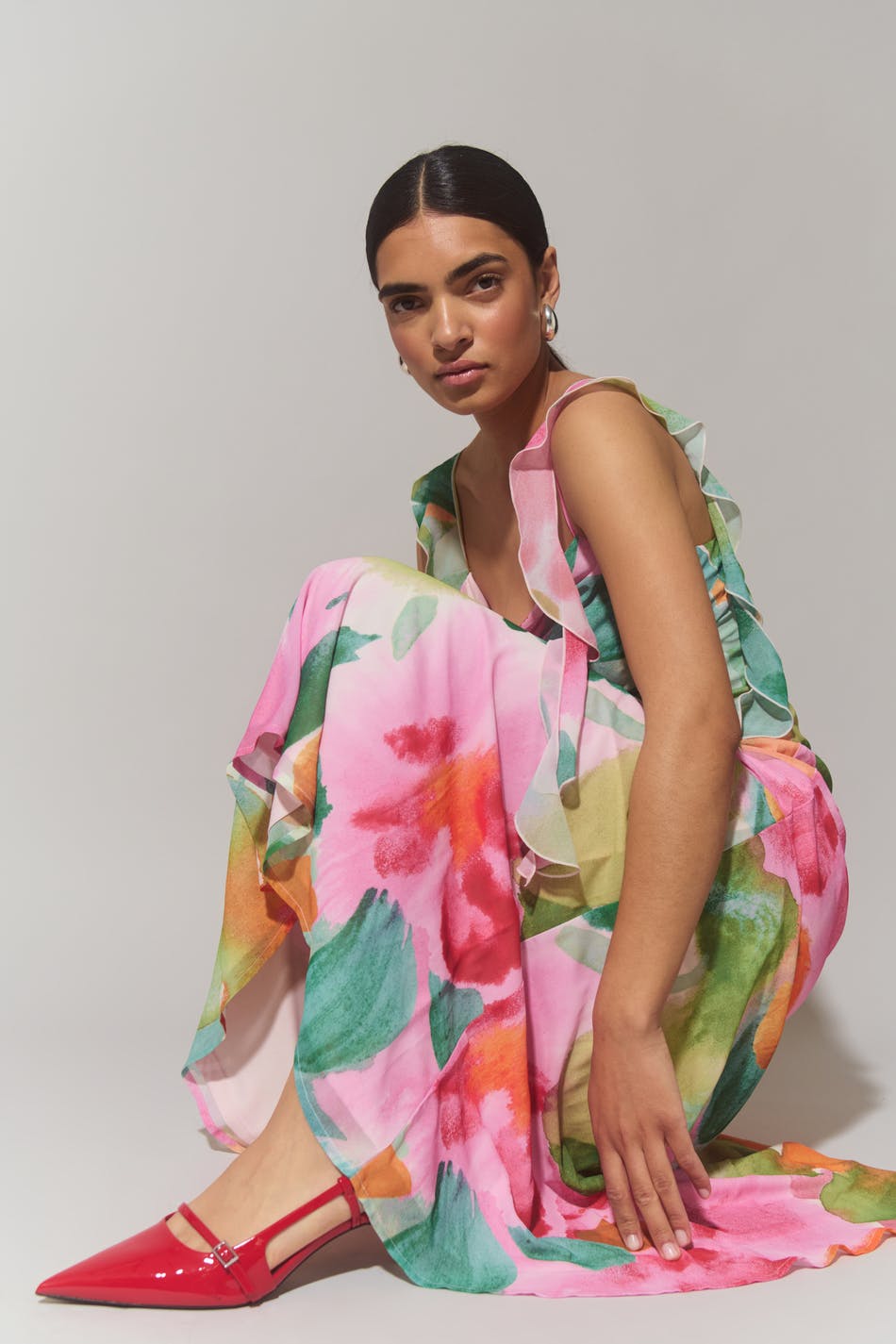 Frill maxi dress
