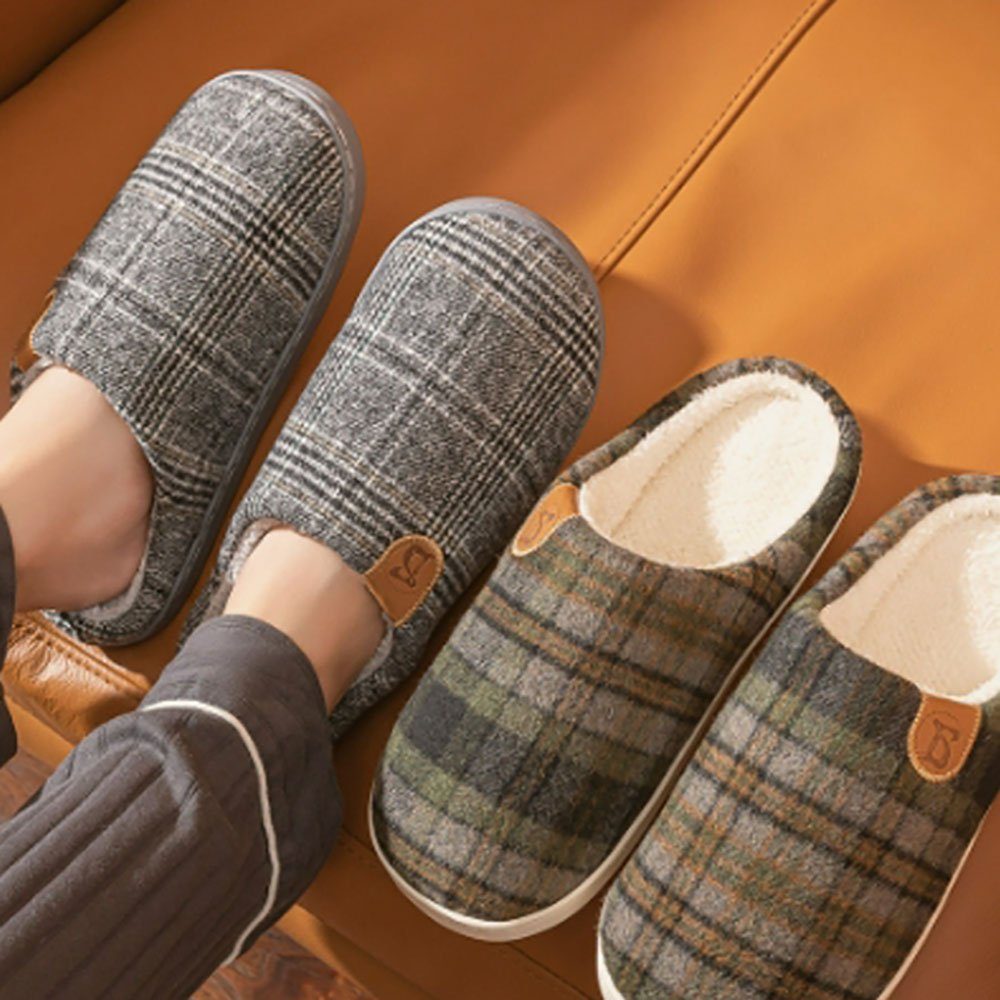 Deliana.home Herren Hausschuhe Winter Warm Pantoffeln mit Memory Foam Sohle Plüsch Hausschuhe