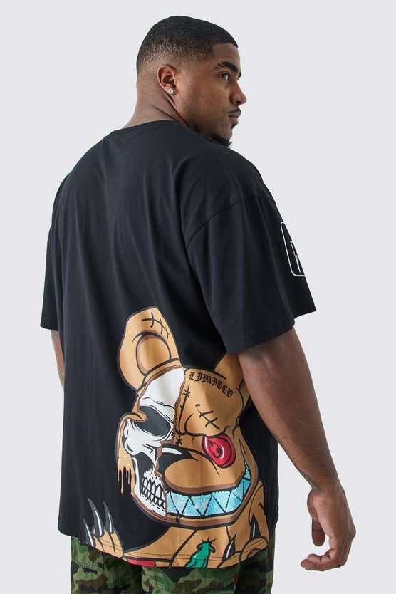 Plus Oversize Official Man T-Shirt mit Teddy-Print
