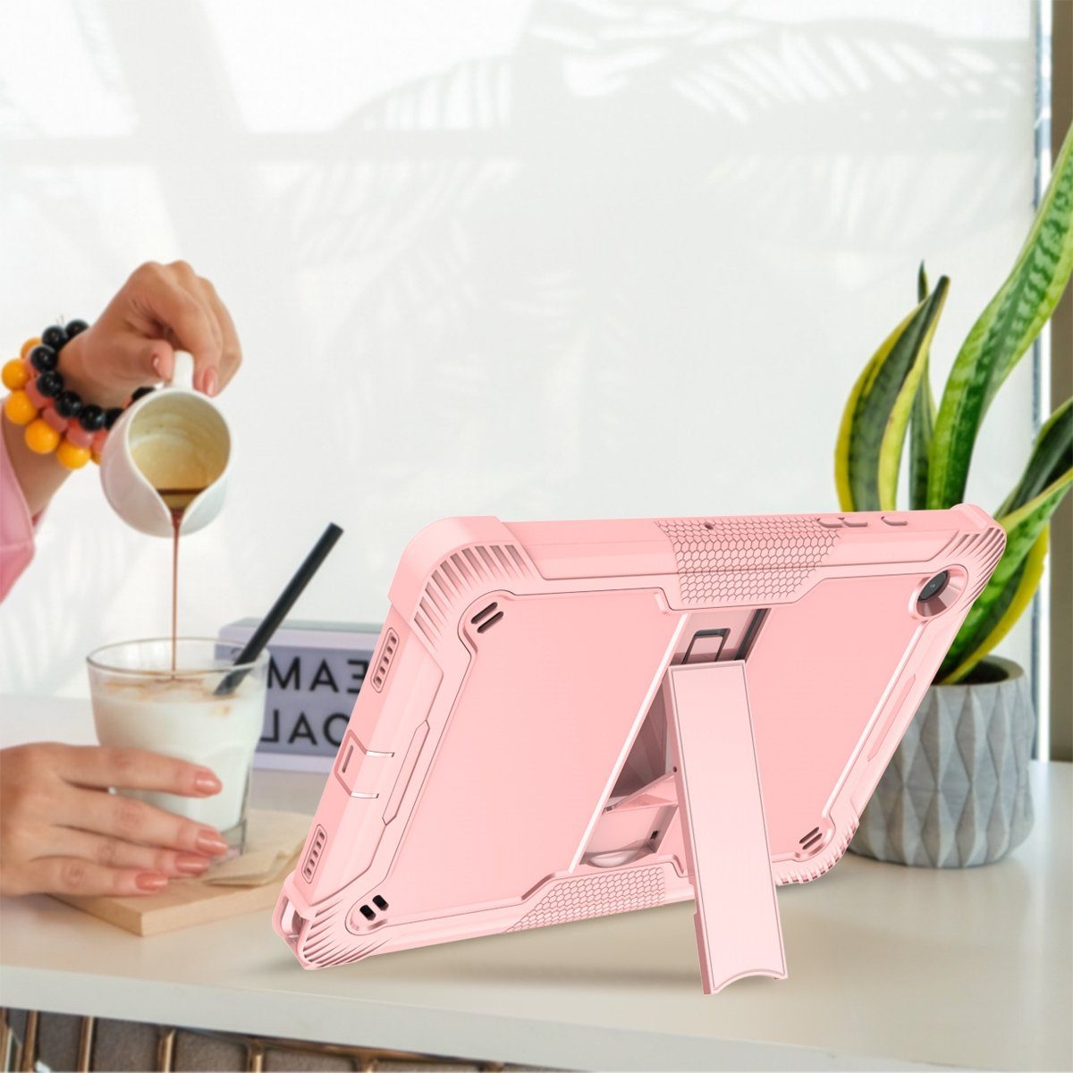Wigento Tablet-Hülle Für Samsung Galaxy Tab A8 2021 aufstellbare Outdoor Rosa Tablet Case