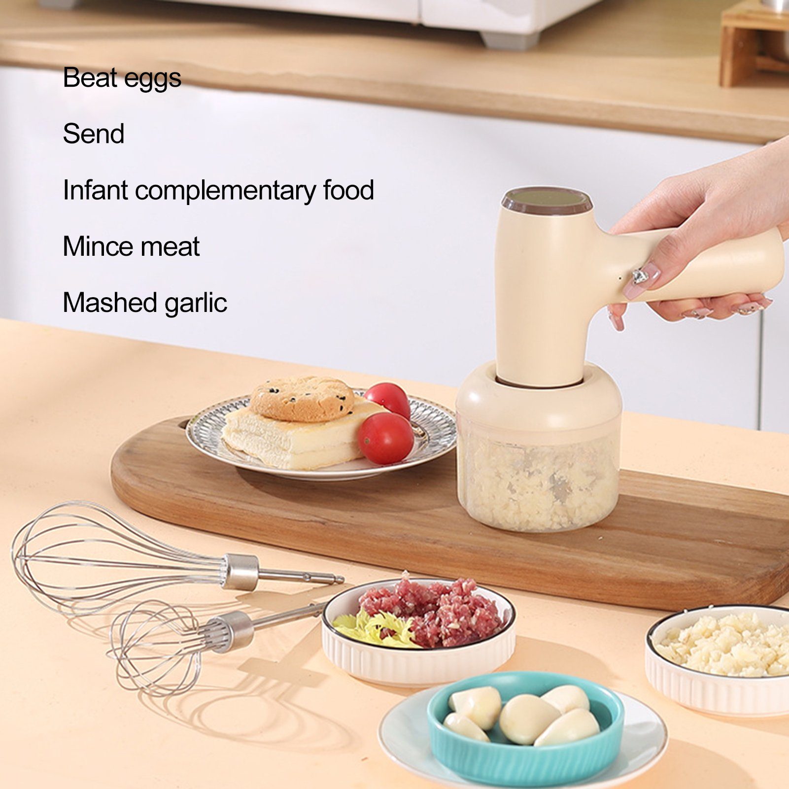 farfi Milchaufschäumer 2-in-1 Kabelloser Handmixer & Mini-Mühle - mit Typ-C-Ladung, Kabellos