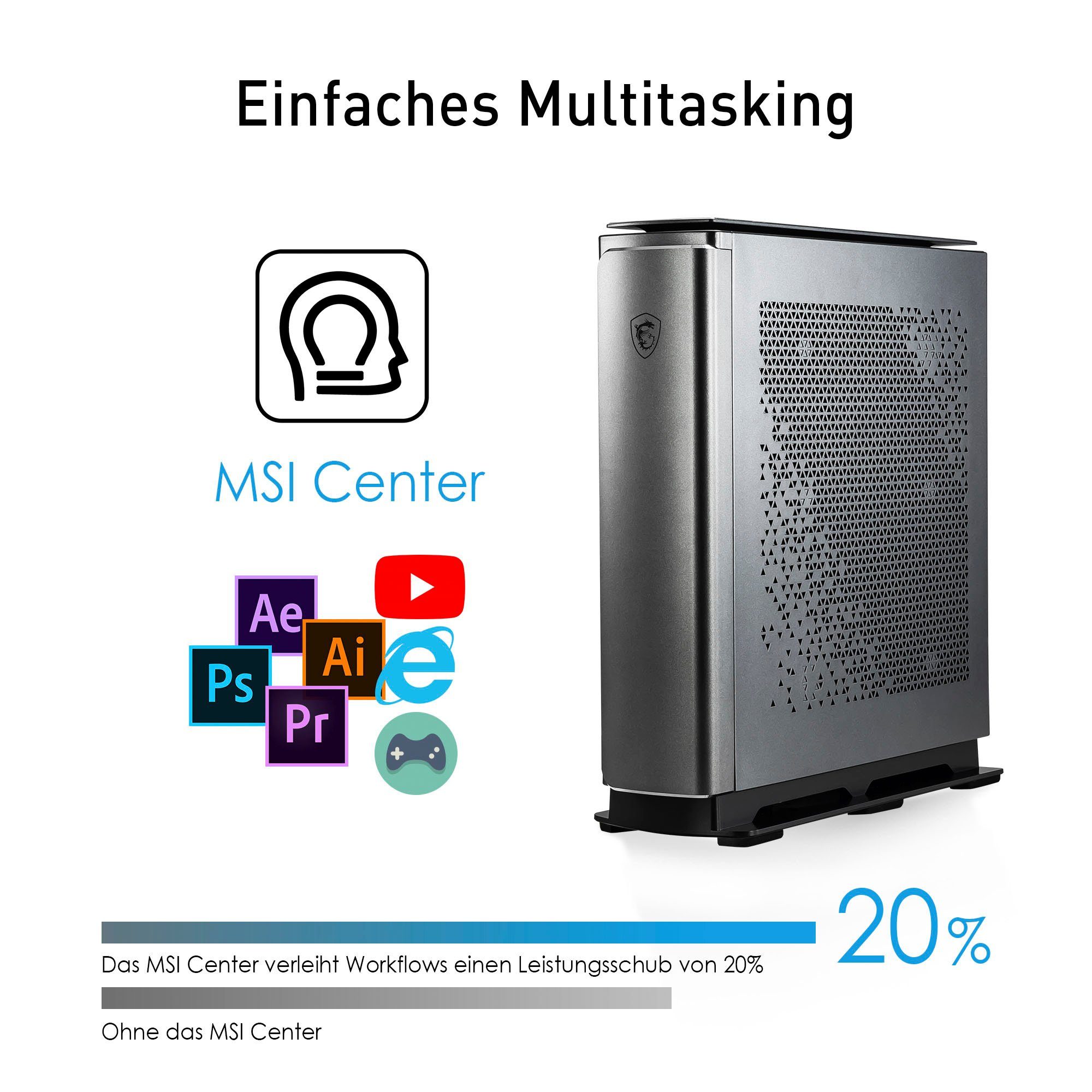 MSI Creator P100X 11TE-615DE Gaming-PC (Intel Core i9 11900K, GeForce RTX 3080 Ventus 3X OC, 64 GB RAM, 2000 GB HDD, 1000 GB SSD, Luftkühlung)