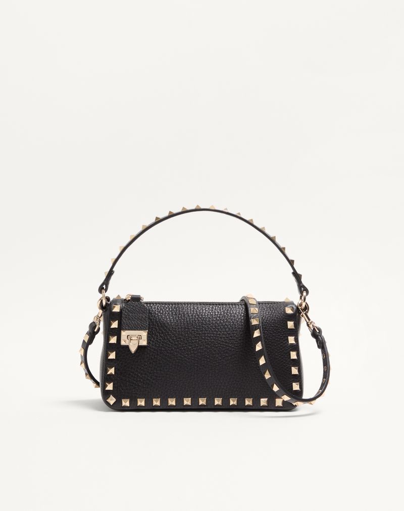 Bolsa de ombro pequena Rockstud em couro de bezerro granulado