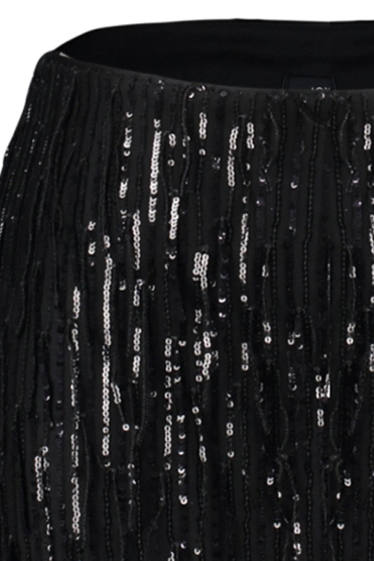 Trendyol Collection  Schwarzer Rock mit glitzernden Pailletten, am Körper sitzend TPRAW24ET00007