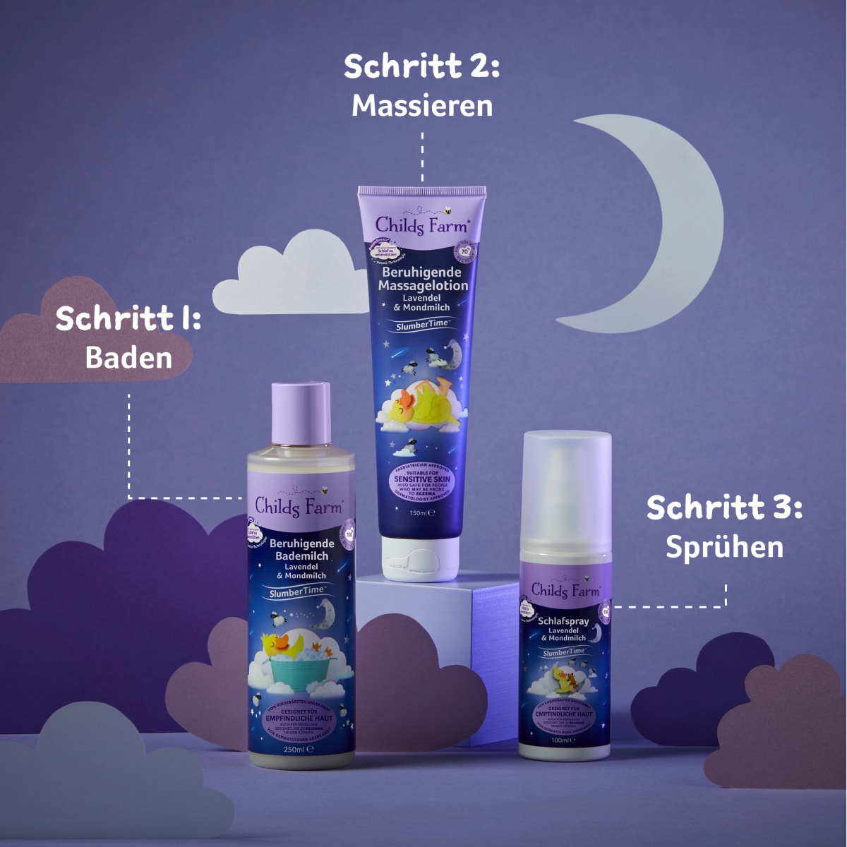 Baby Badezusatz Bademilch beruhigend SlumberTime Lavendel & Mondmilch, 250 ml