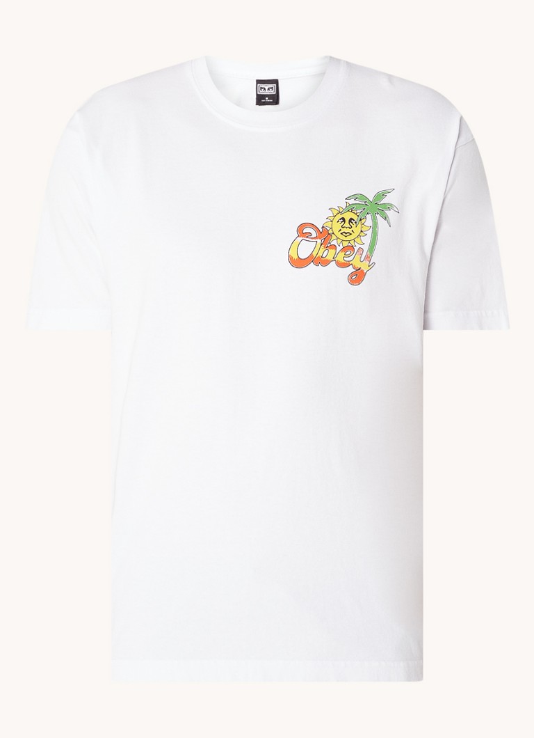 T-shirt Obey Island Of Obey con logo e stampa sul retro.