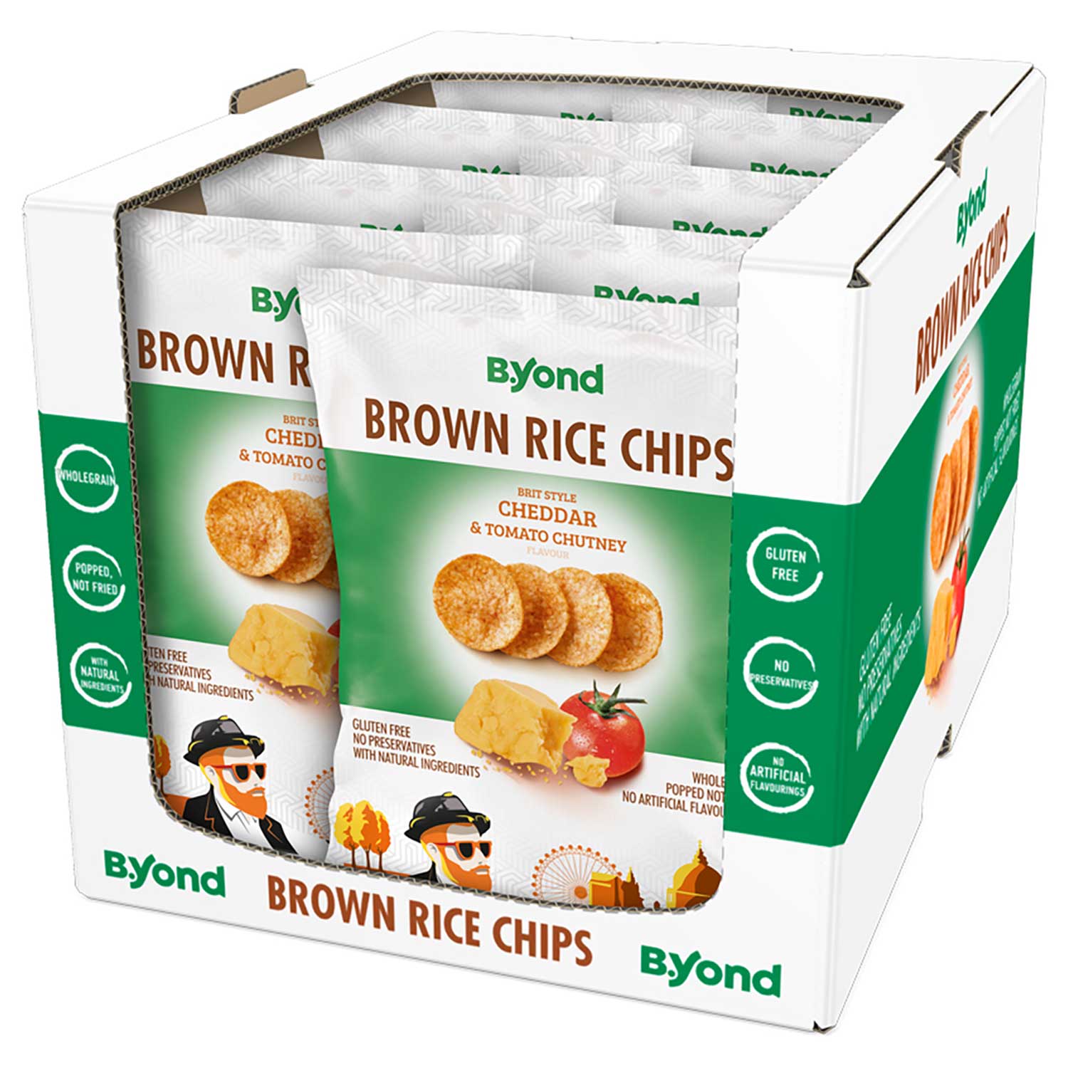 B.Yond Brown Rice Chips Brit Style Cheddar & Tomato Chutney 175g