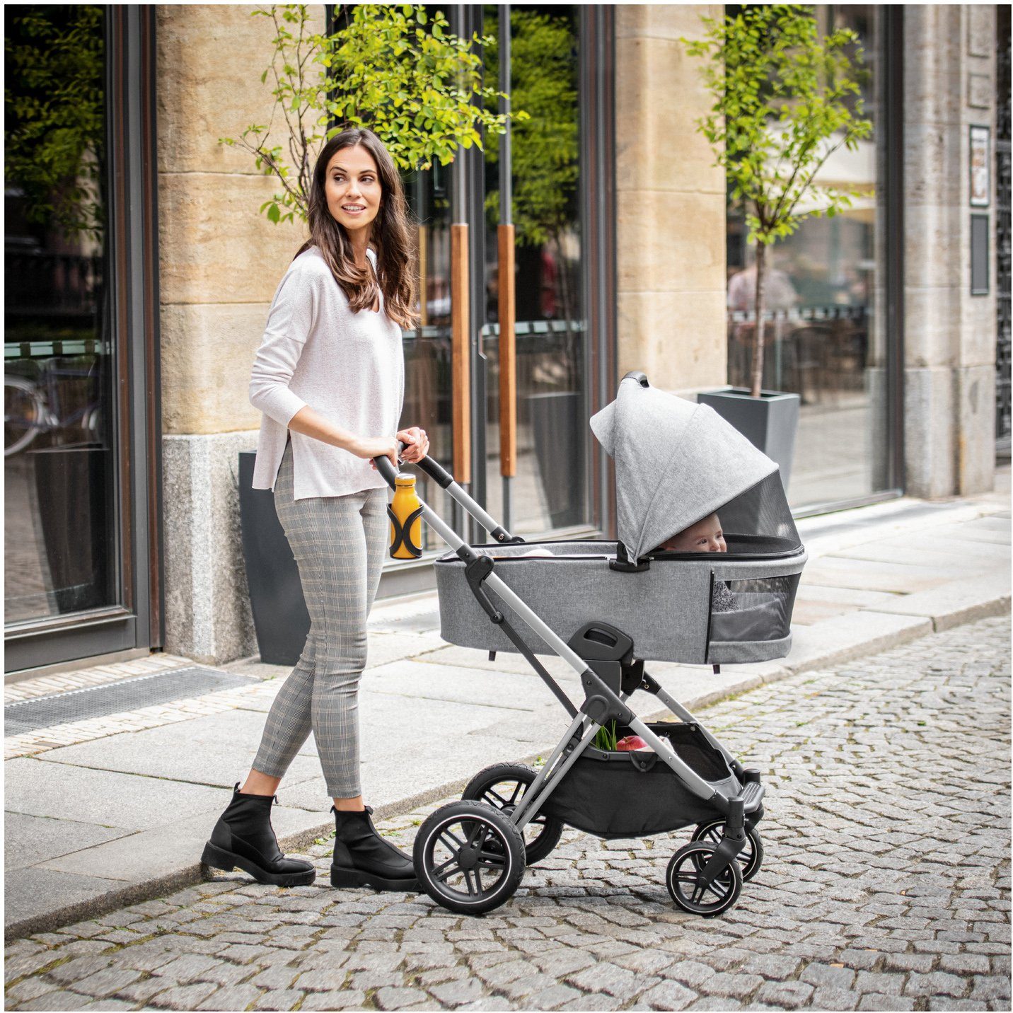Hauck Kombi-Kinderwagen Vision X, black/beige, (3-tlg), mit Babywanne und Sportwagenaufsatz