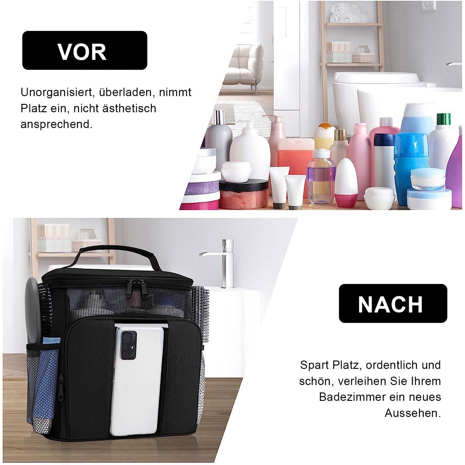 TOPMELON Kosmetikkoffer Kosmetiktasche mit großem Fassungsvermöge, wasserdicht