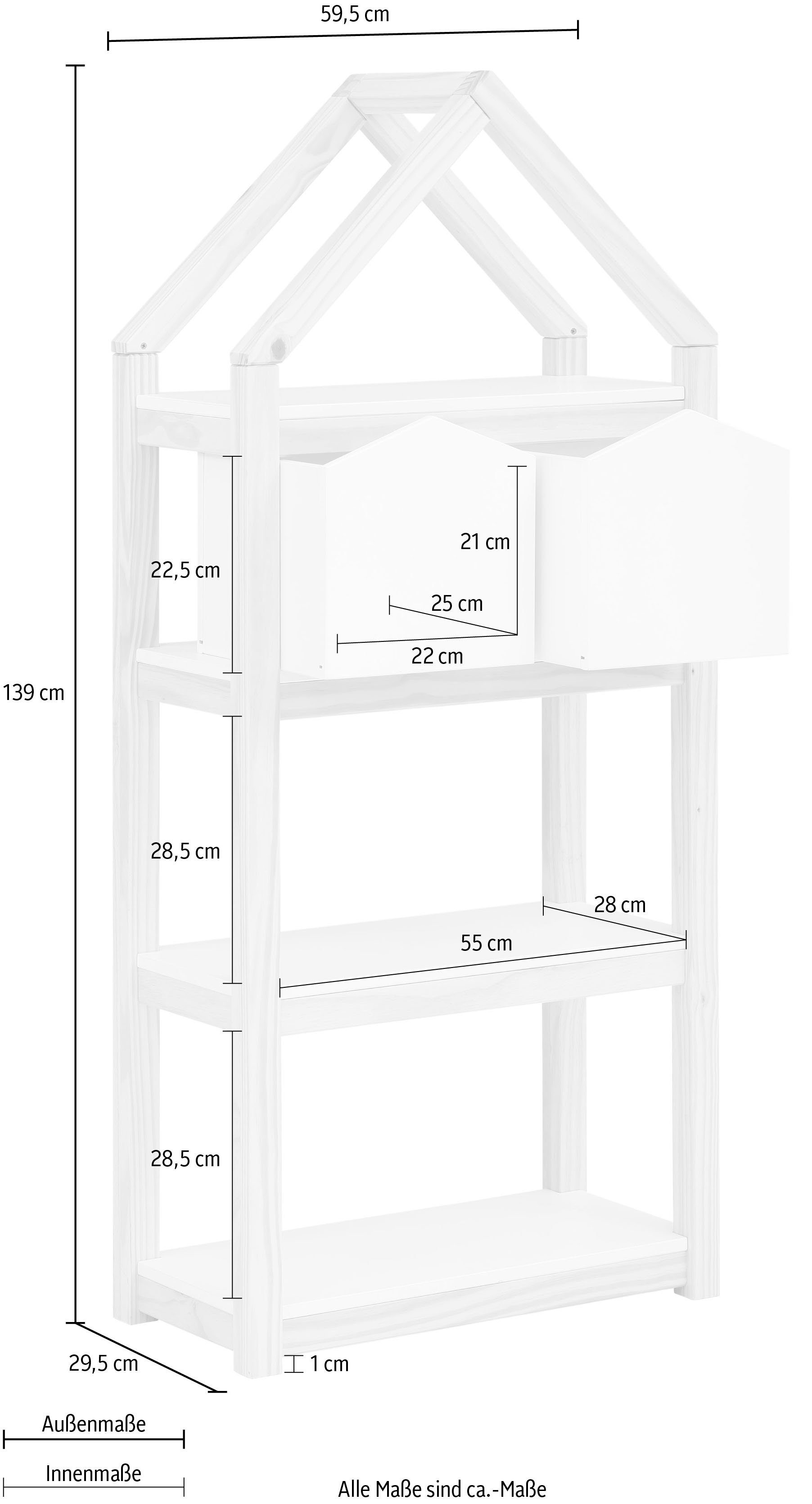 Lüttenhütt Kinderregal Meentje, Bücherregal,2 Boxen, Einlegeböden und Boxen aus MDF, Breite 59,5 cm