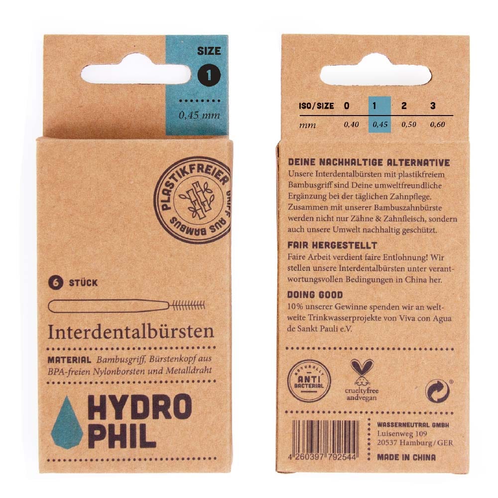 Hydrophil Interdentalbürsten Bambus ISO 1