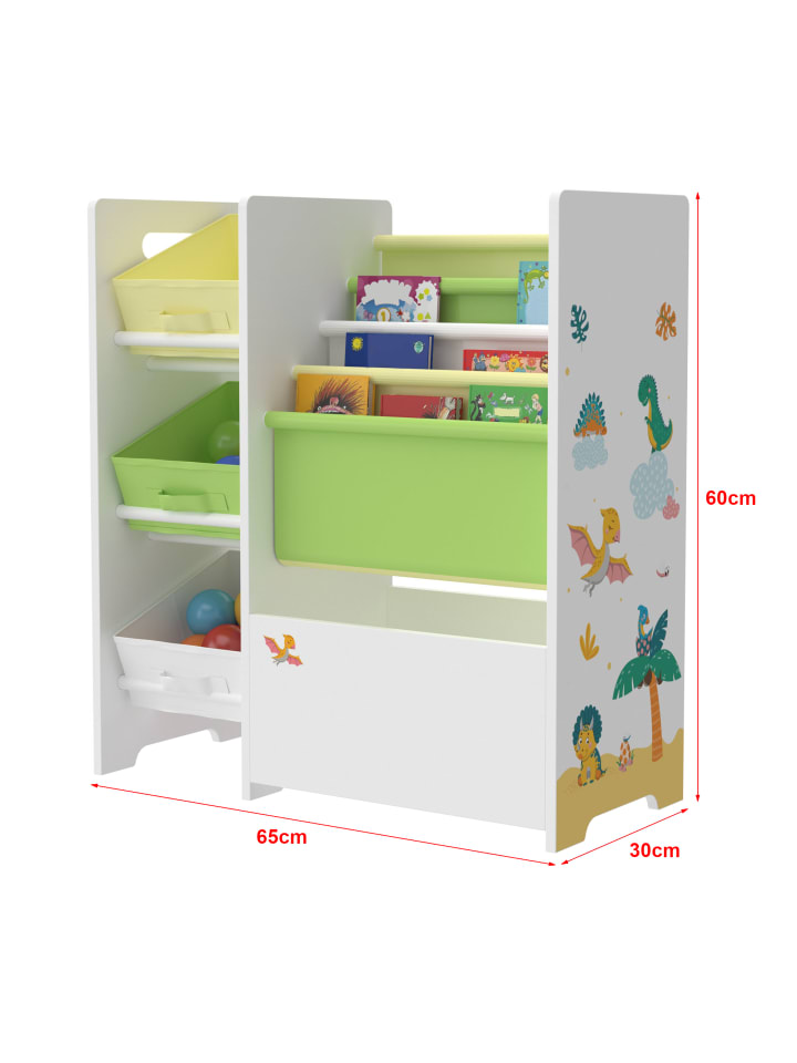 en.casa Kinderregal Vimianzo in Gelb Grün (H)60cm (B)65cm (T)30cm günstig kaufen onesize