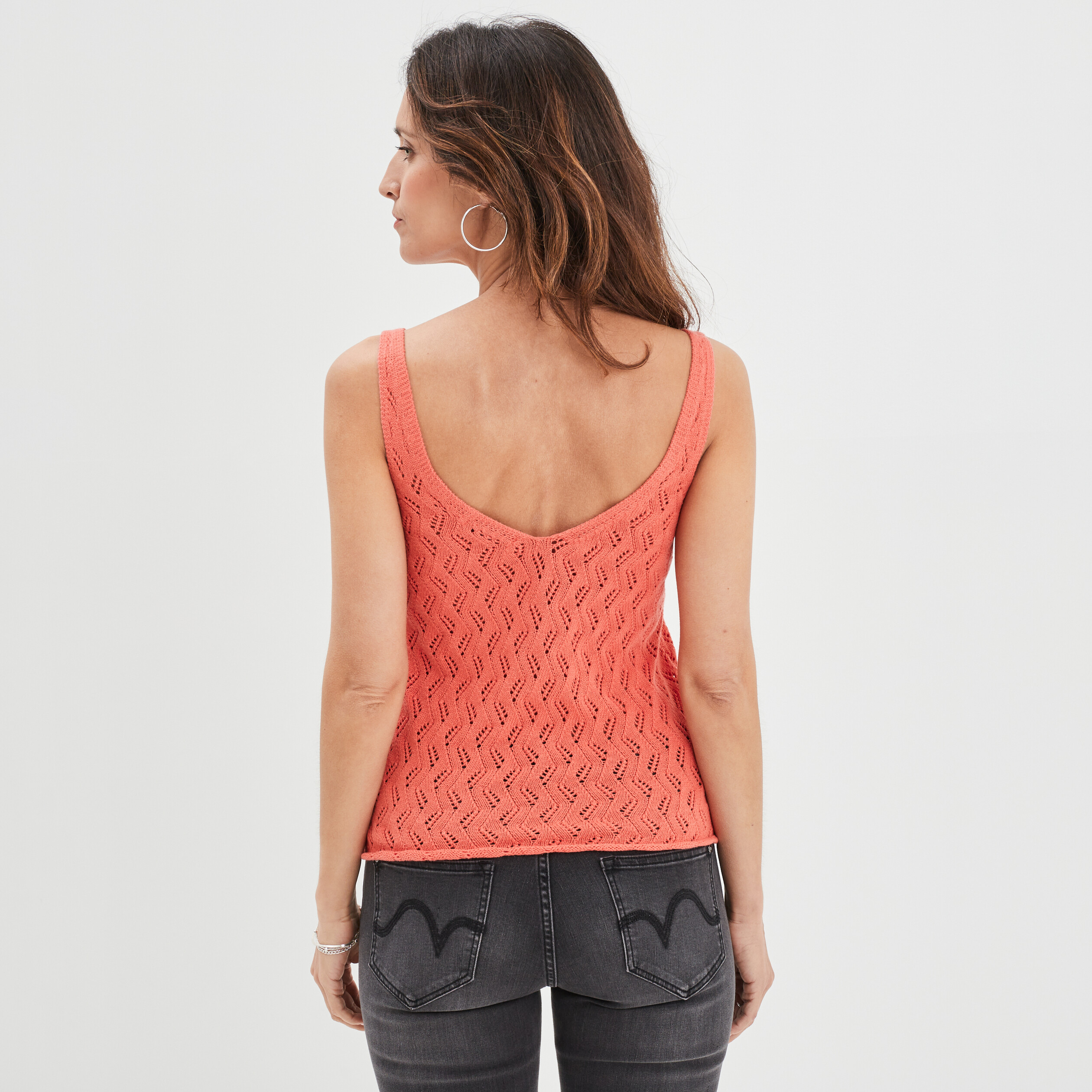 Pull débardeur ajusté rose corail femme | La Halle