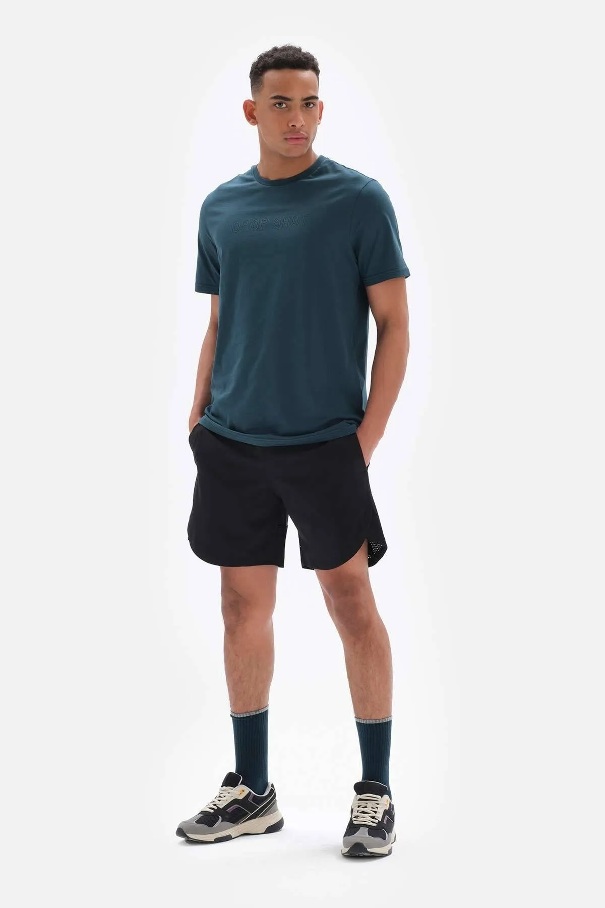 Dagi  Petrol Herren-T-Shirt mit Drop Shot-Aufdruck