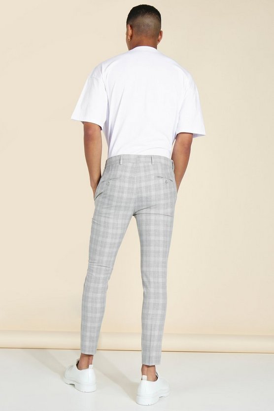 Kurze karierte Super Skinny Hose