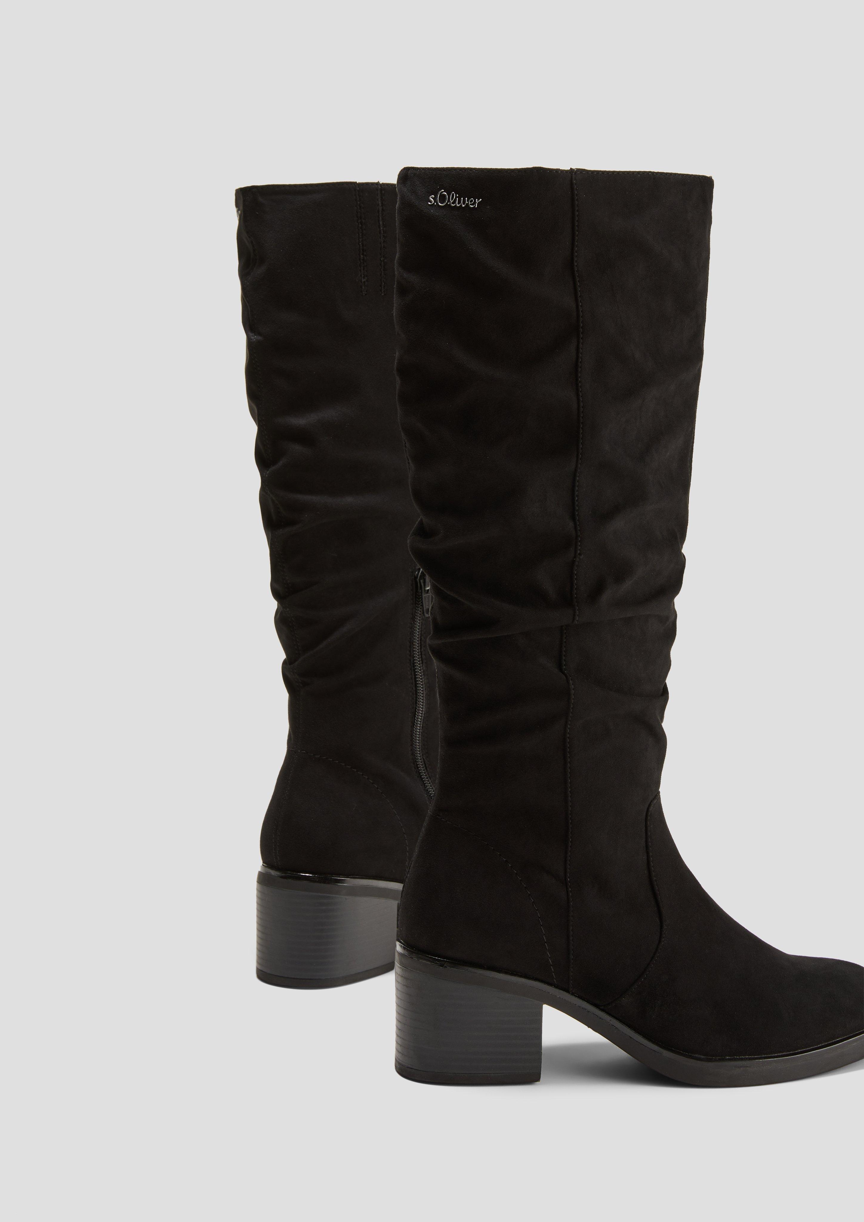 Langschaftstiefel in Veloursleder-Optik  6008565-001