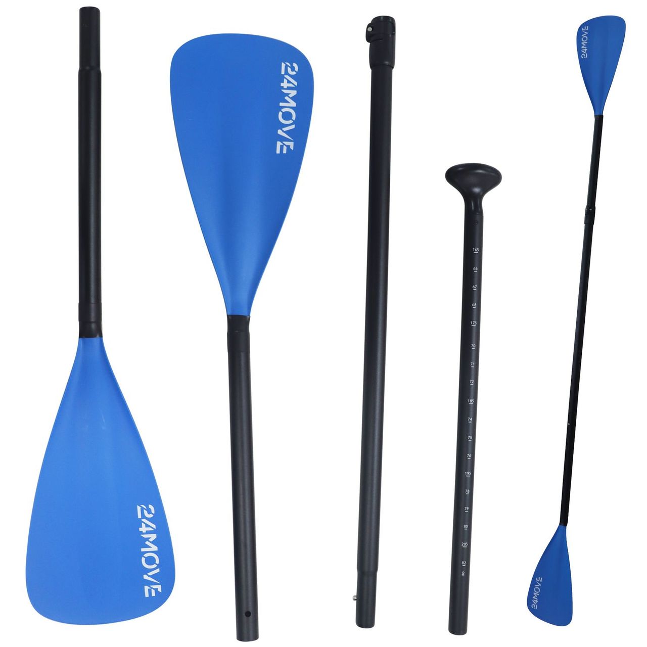 TroniTechnik 24MOVE® Paddel Doppelpaddel 2 in 1 Teleskoppaddel Stechpaddel SUP,Kajak,Aluminium 230cm,schwarz