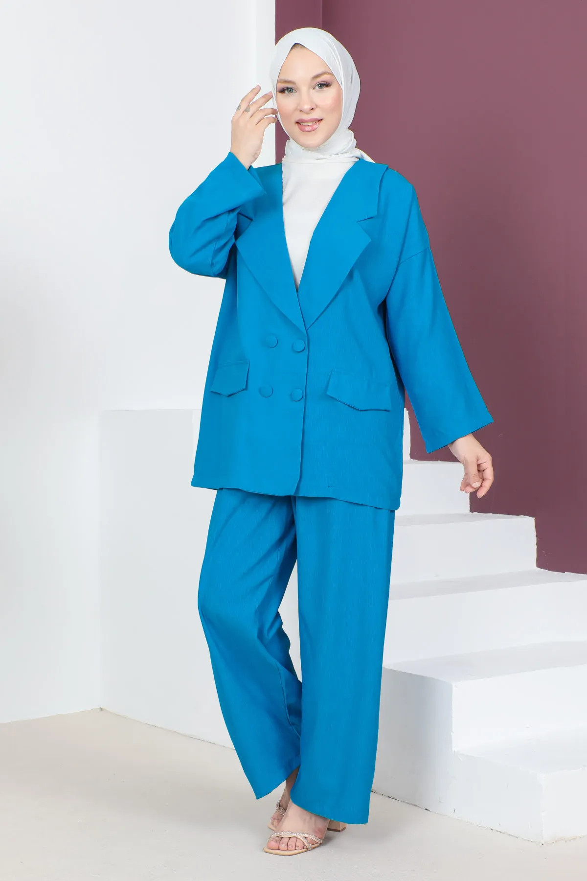 Tesettür Dünyası  Jackenanzug TSD230537 Blau