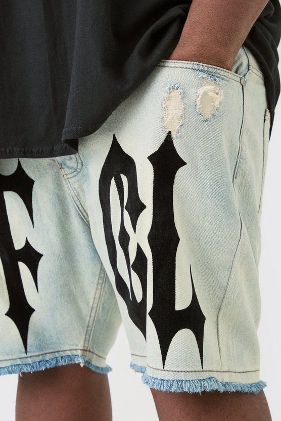 Plus gerade Shorts mit Ice Blue Waschung