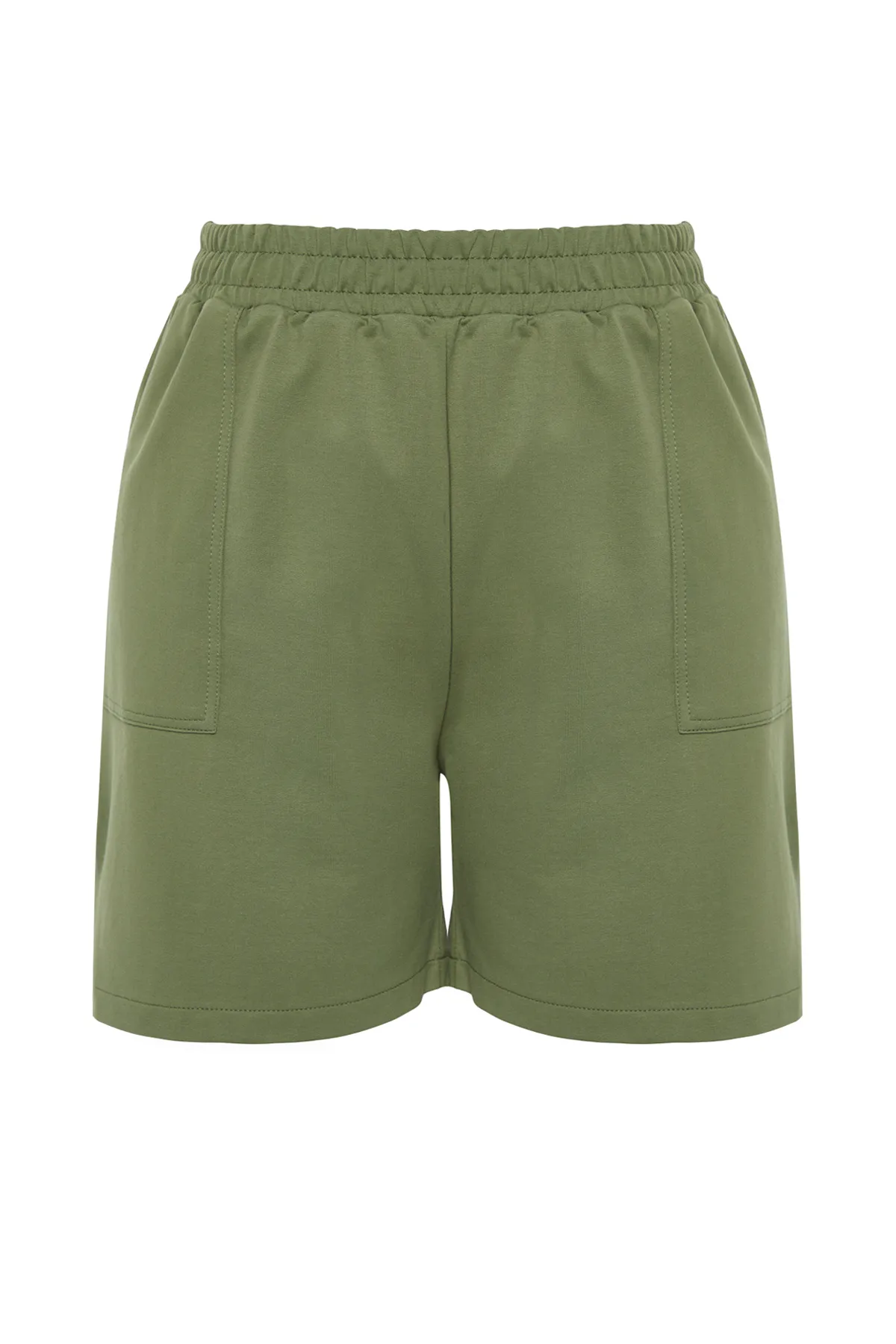 Trendyol Curve  Khakifarbene gestrickte Shorts mit Reißverschluss und Bermudas TBSSS24AP00029