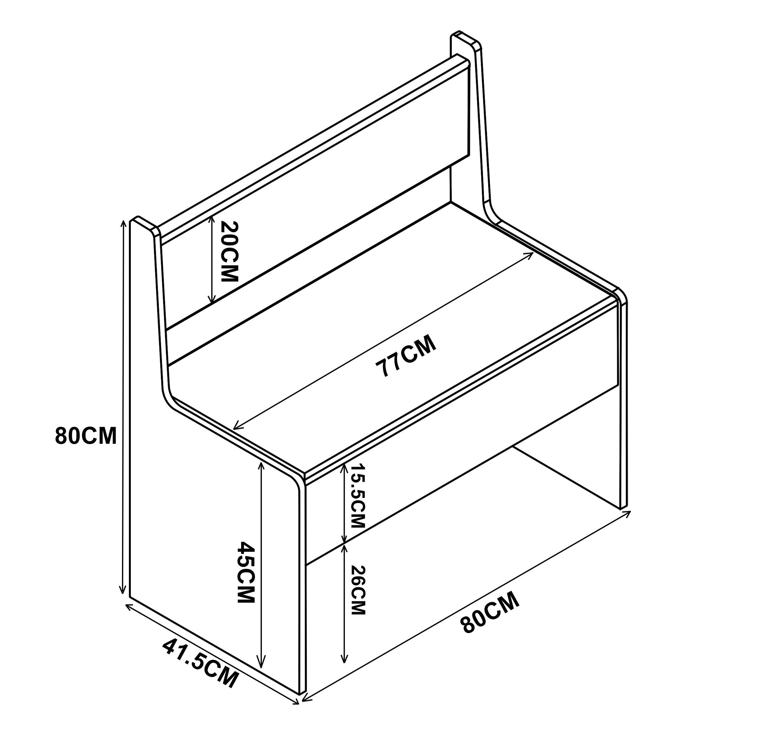 VCM Essgruppe Holz Eckbank Sitzbank Bank Truhe Esal Breite 80 cm