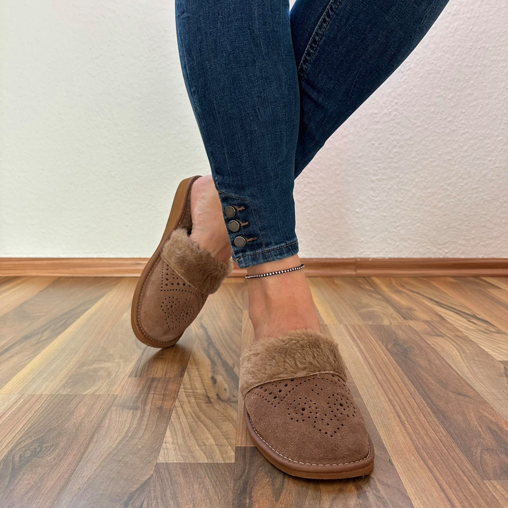 Home & Joy Casual Leder o. Filz Hausschuh (aus Leder o. Filz, rutschfest, bequem, weich, leicht, atmungsaktiv) Damen & Herren Pantoffeln Latschen Schlappen Slipper Pantoletten