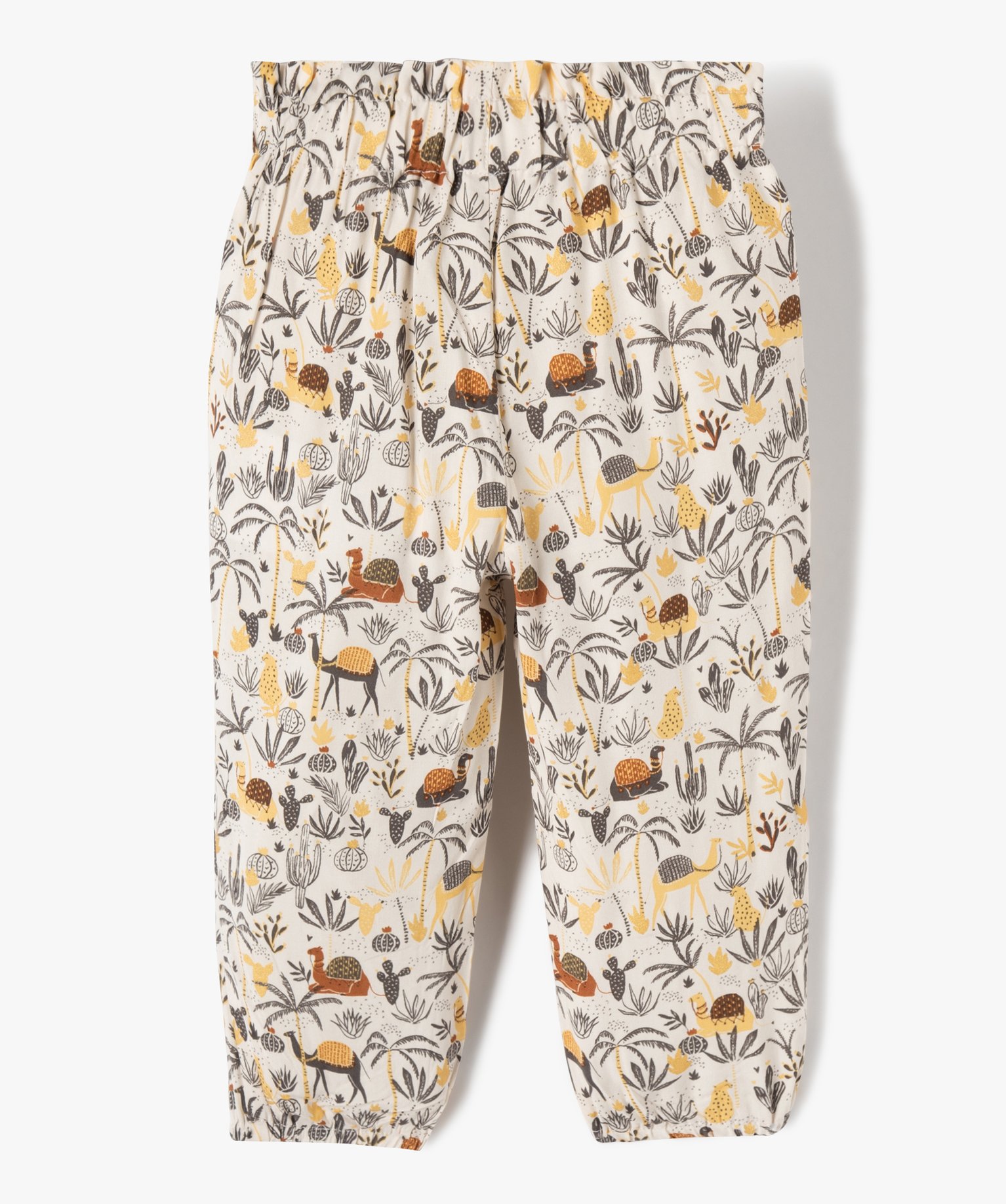 Pantalon bébé fille en maille fluide et légère imprimée beige clair | GEMO