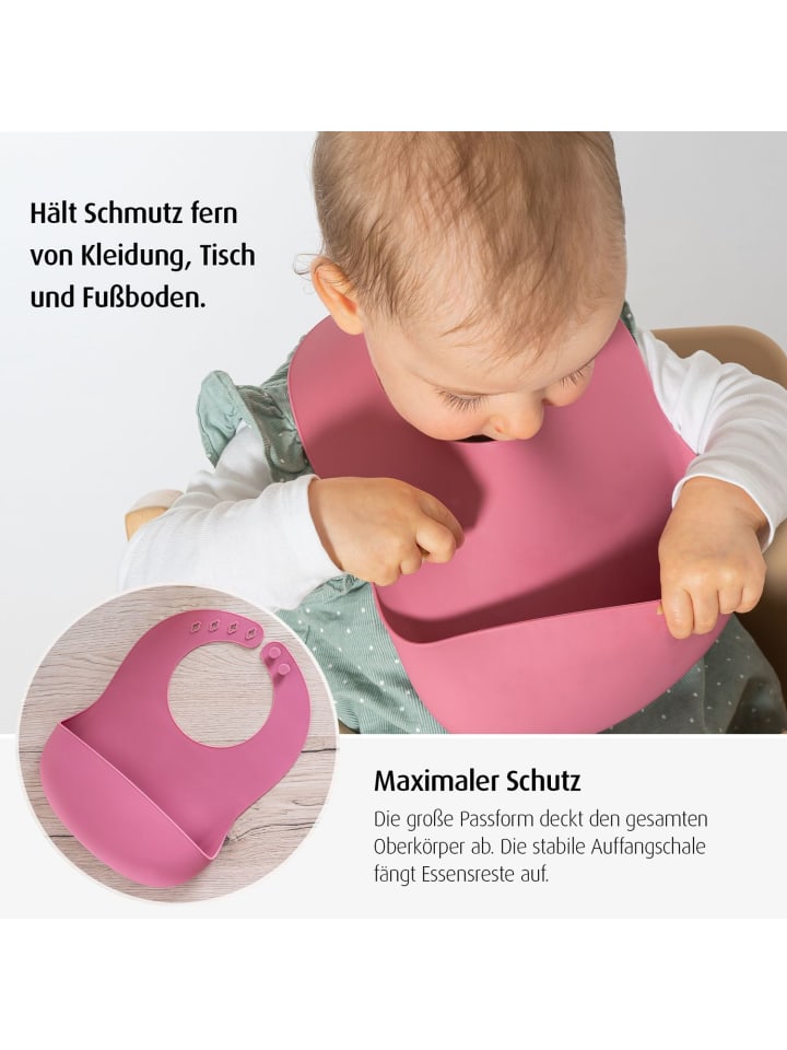 Reer Eat'n Tidy Silikon-Lätzchen in Rosa ab 3 Monate günstig kaufen onesize