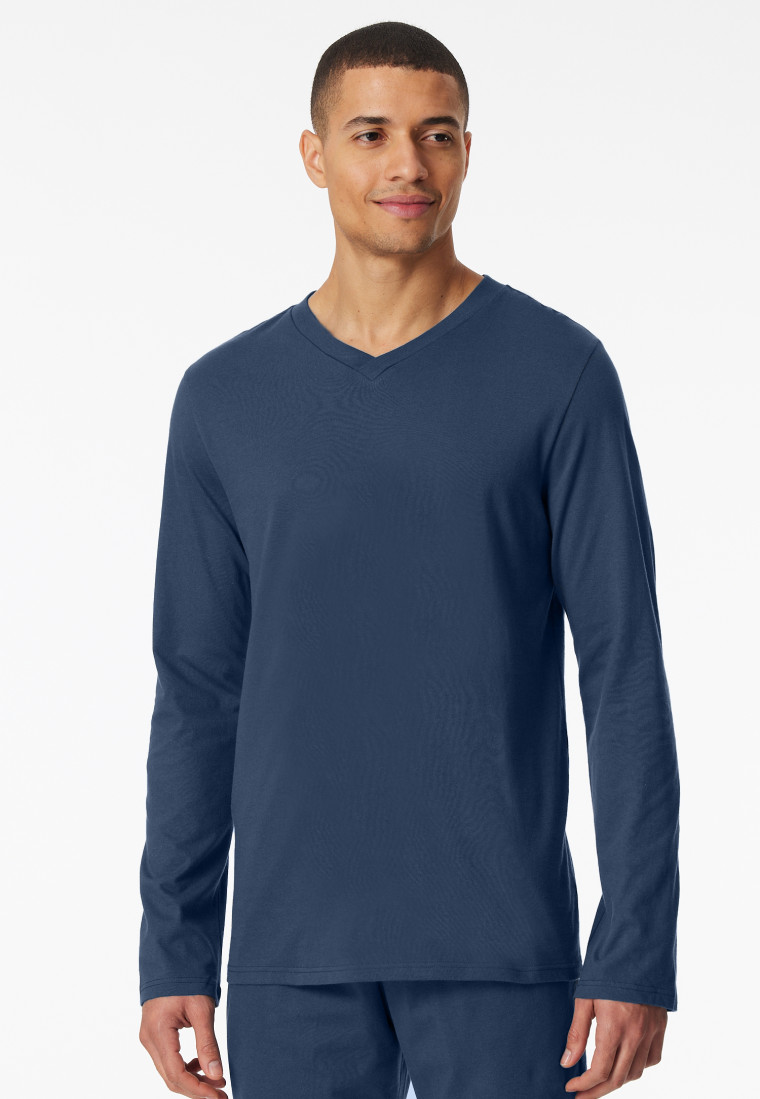 Shirt langarm V-Ausschnitt royal - Mix+Relax