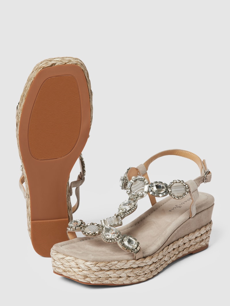 Wedges mit Ziersteinbesatz in taupe