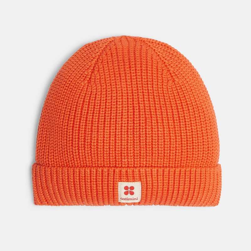 Bonnet enfant en maille tricot clémentine orange garçon Catimini