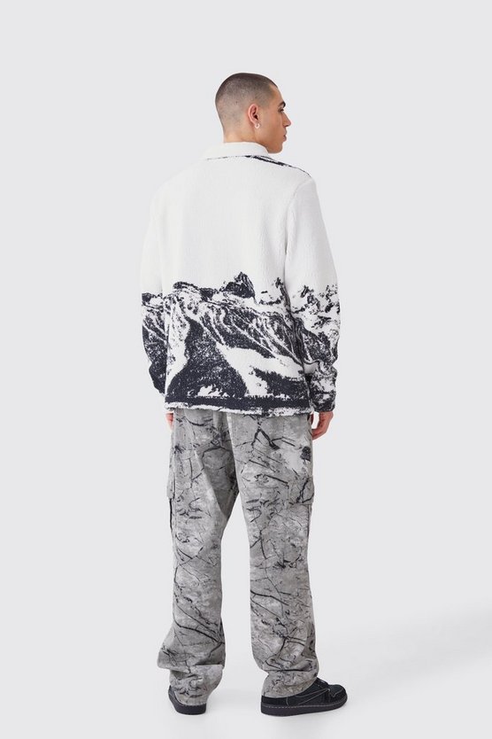 Borg Overshirt mit Mountain-Print
