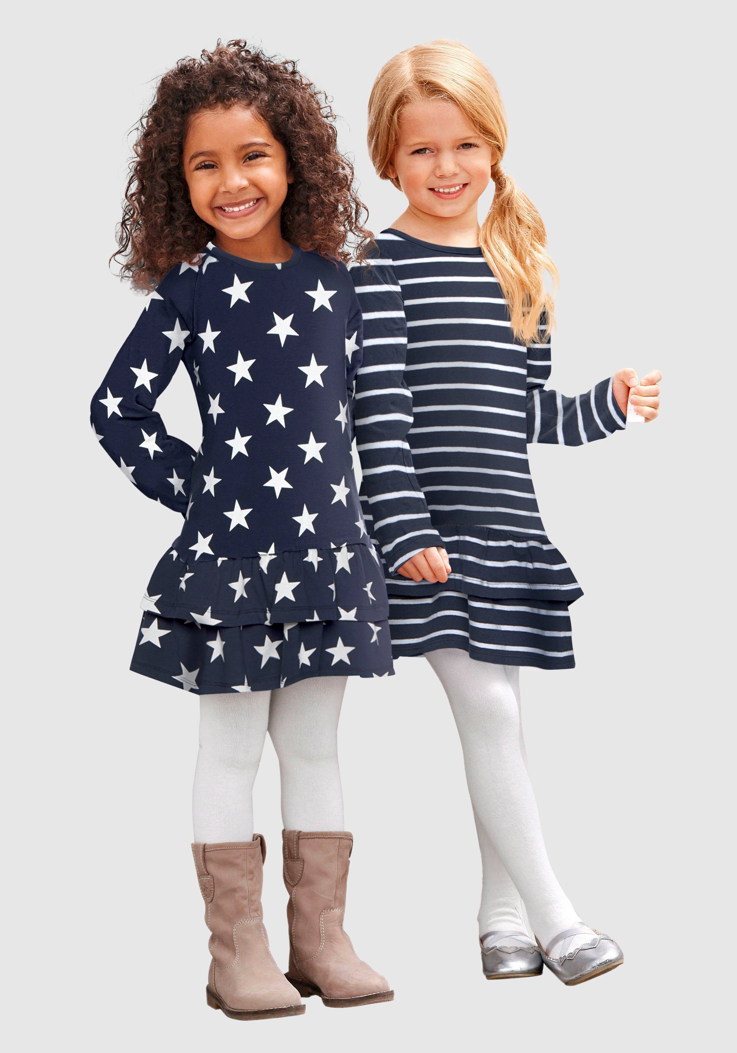 KIDSWORLD Jerseykleid STERNE (Packung, 2-tlg) mit Ringel und Sternen