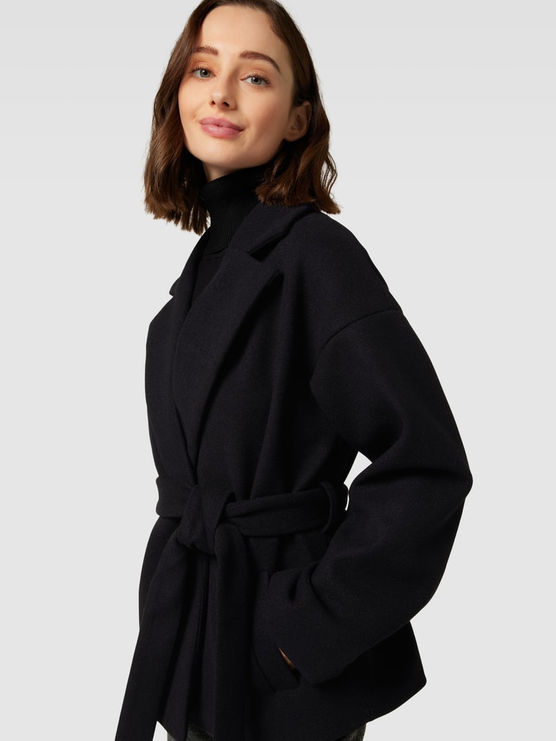 Jacke mit Bindegürtel Modell 'Jannet' in schwarz