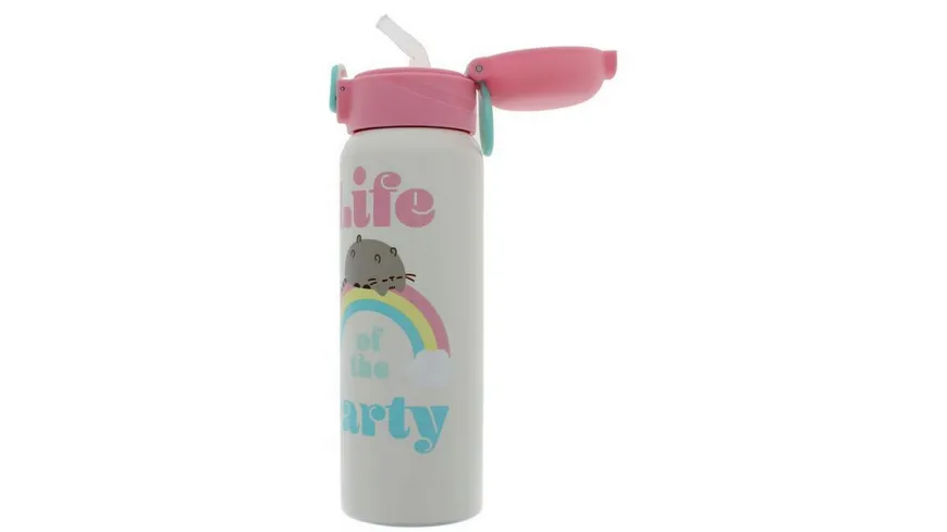Pusheen Trinkflasche mit Deckel + Röhrchen