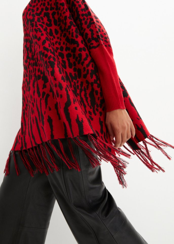 Poncho-Pullover mit Animal-Design