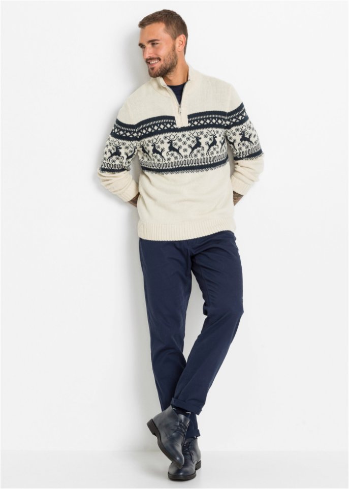 Norweger-Pullover mit Troyerkragen