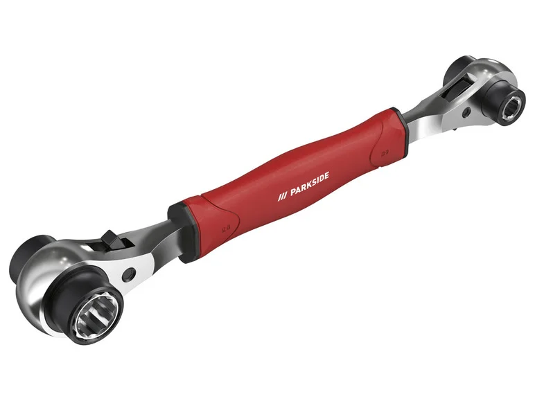 Chave de catraca multifuncional 8 em 1 PARKSIDE® com lubrificação e cabo bimaterial.