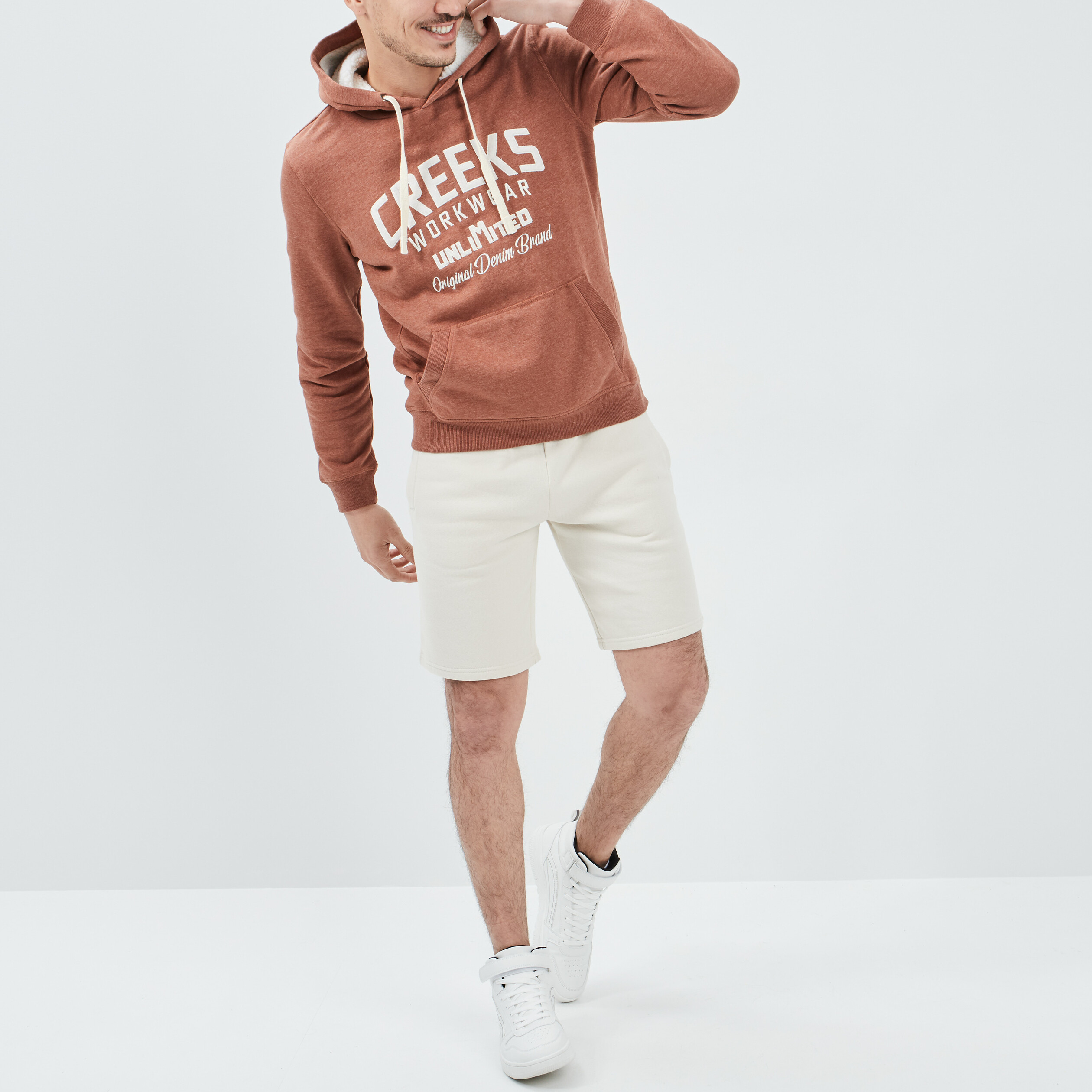 Sweat à capuche hoodie Creeks marron homme | La Halle