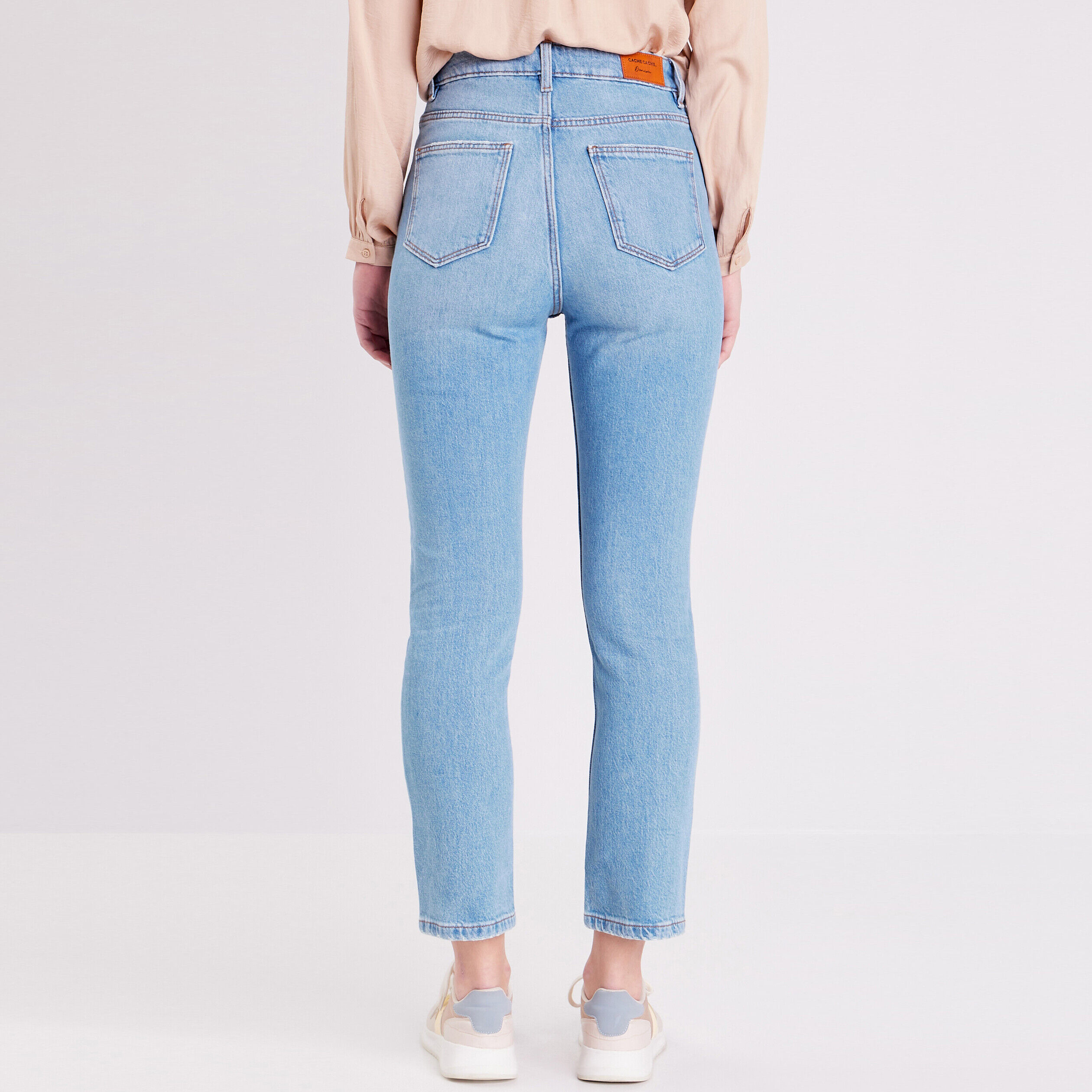 Jeans slim taille haute denim bleach femme | Cache Cache