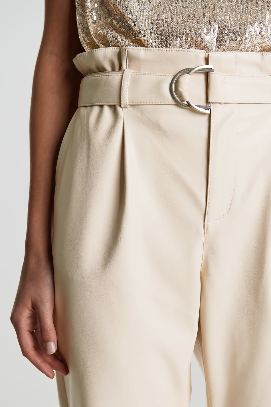 Lara belted PU trousers