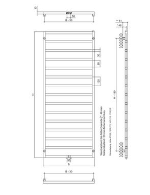 Ximax Badheizkörper Pure 1710 mm x 600 mm, 625 Watt, Mittenanschluss, weiß