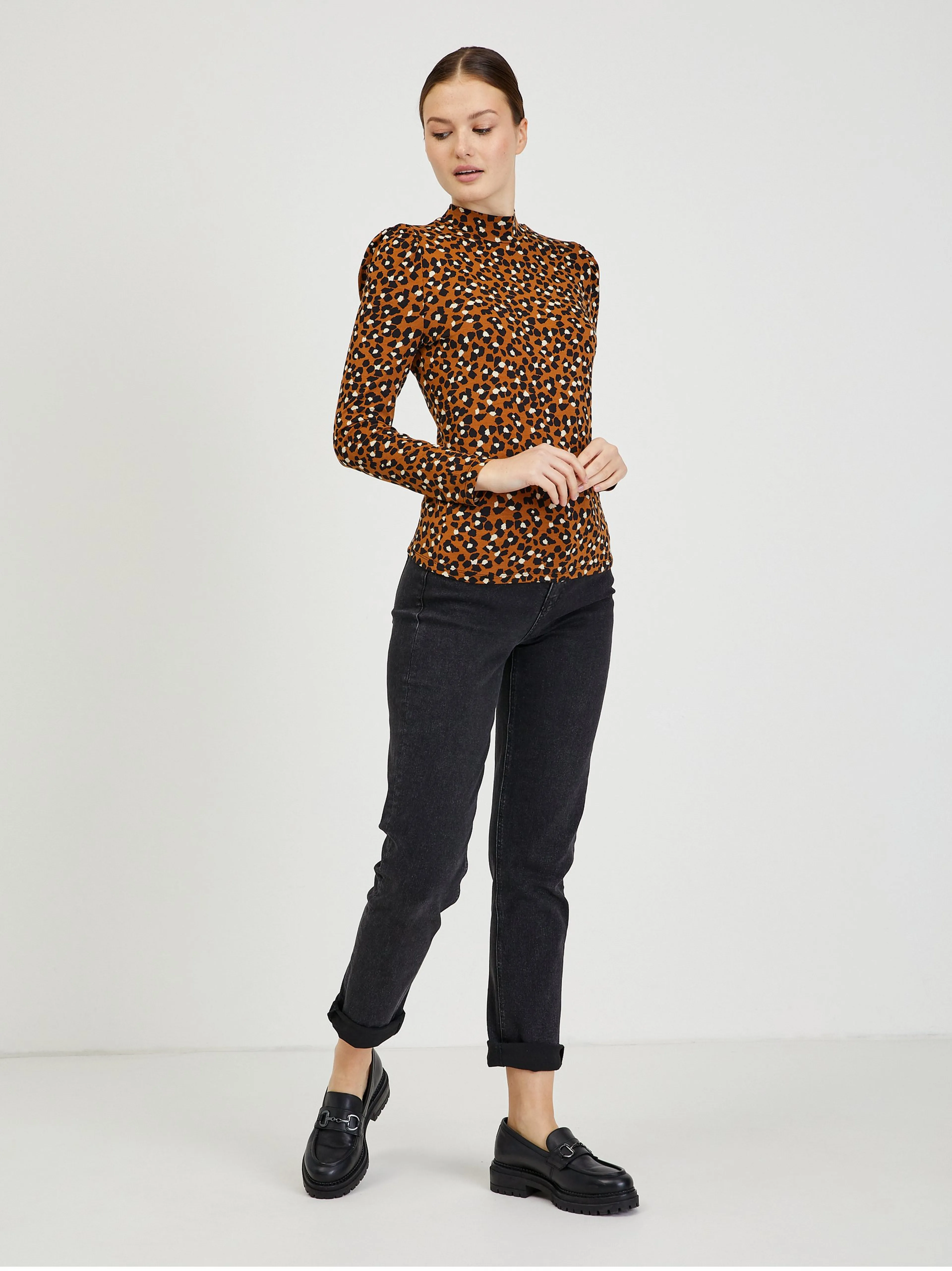 Braunes gemustertes Damen T-Shirt ORSAY Paisy