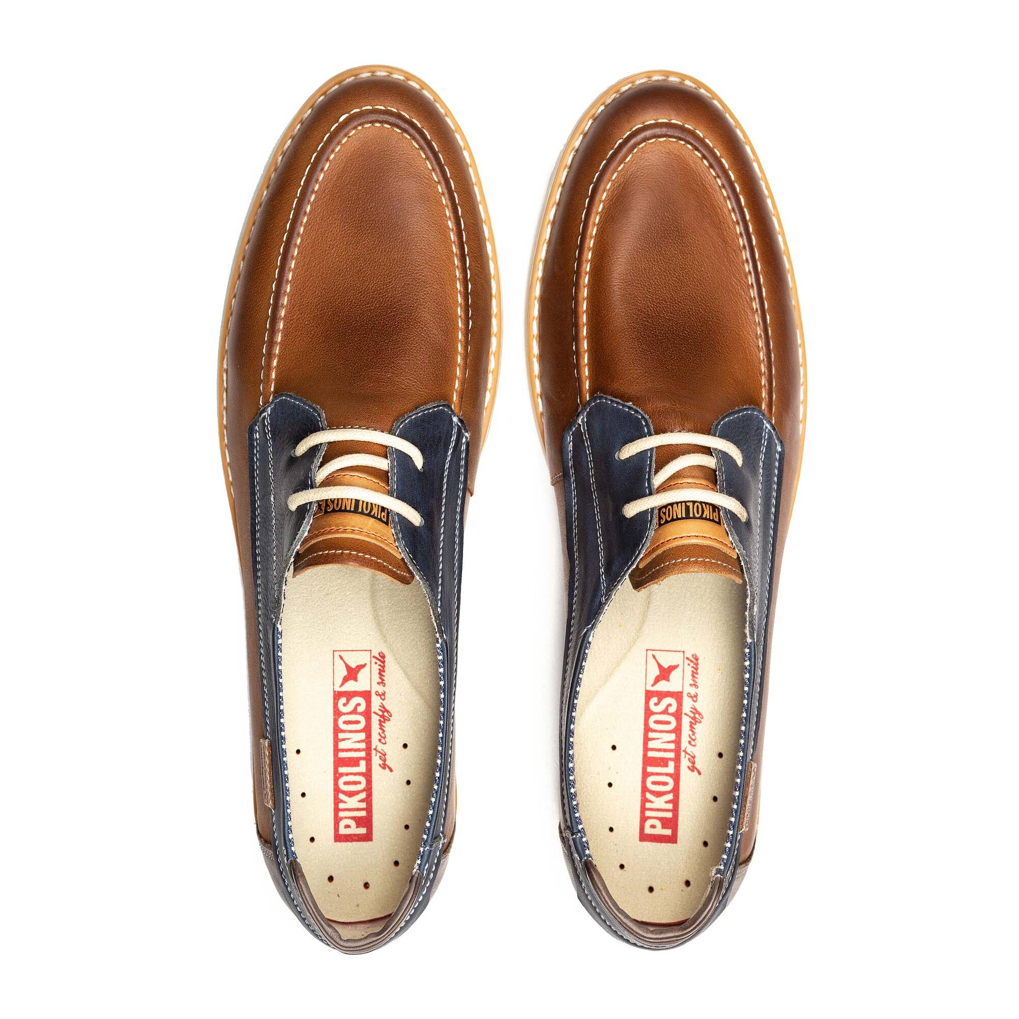Dwukolorowe buty żeglarskie męskie - BRANDY