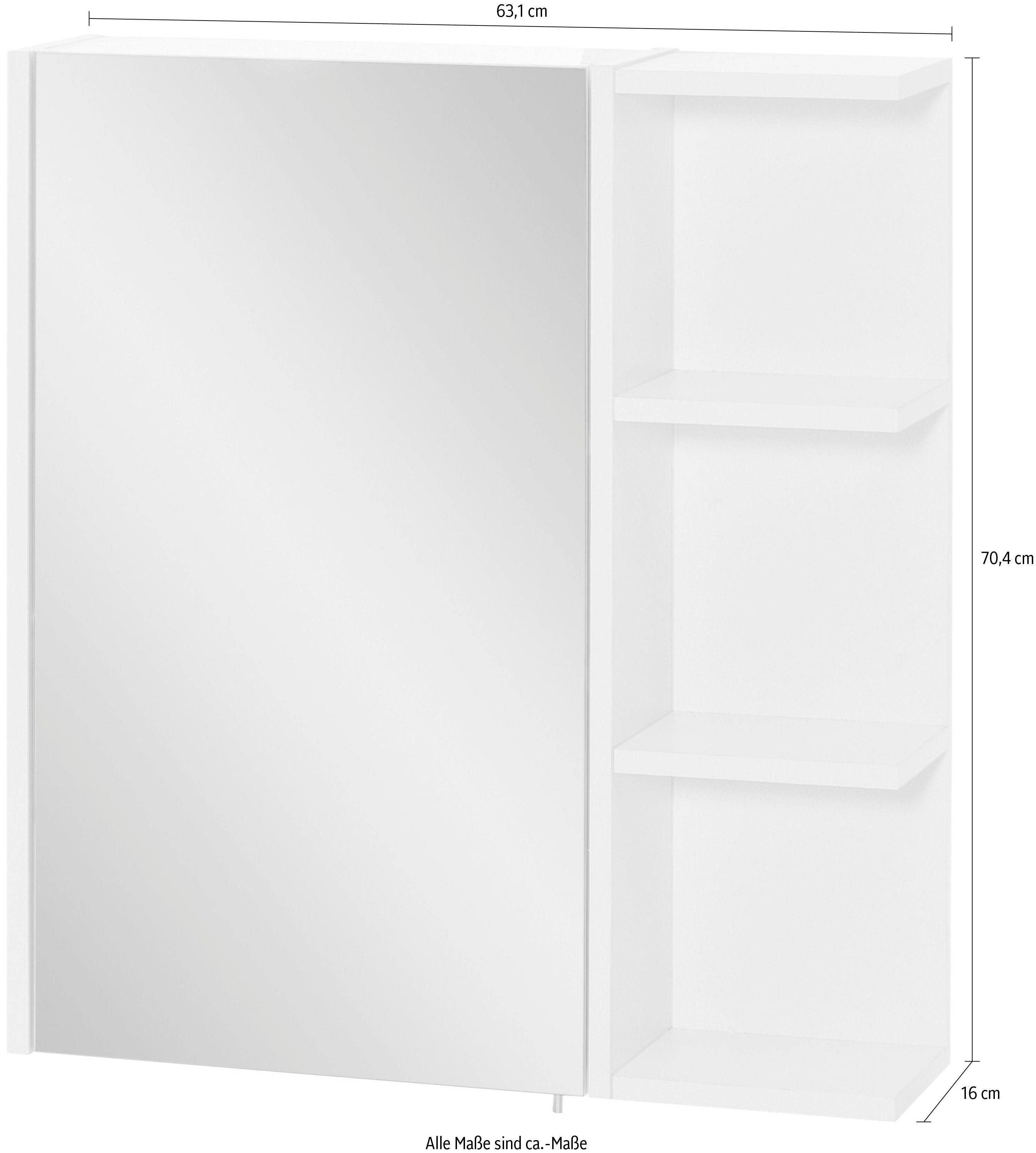 Schildmeyer Spiegelschrank Laif Breite 63 cm, 1-türig, 3 Regalfächer, Soft-Close, Made in Germany